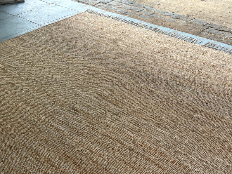 Handwoven Natural Jute Rug, Handmade Hemp Rug Custom Size Rug Vintage Area Rug Organic Fiber Rug Kitchen Rug Bohemian Rug Hallway Boho Rug