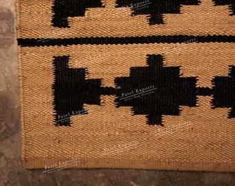 Handwoven Rug- Vintage Rug Beige And Black Jute Runner Rug For Bedroom Custom Size Home Decor Rug Living Room Rug area Rug 8x10 Hemp Runner