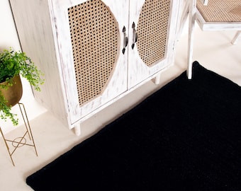 tappeto di iuta da pavimento Tappeti di iuta per la decorazione domestica Tappeto runner Tappeto fatto a mano Tappeto di colore nero Tappeto da soggiorno Tappeto per inaugurazione della casa Regalo di Natale
