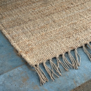Handwoven Natural Jute Rug, Handmade Hemp Rug Custom Size Rug Vintage Area Rug Organic Fiber Rug Kitchen Rug Bohemian Rug Hallway Boho Rug
