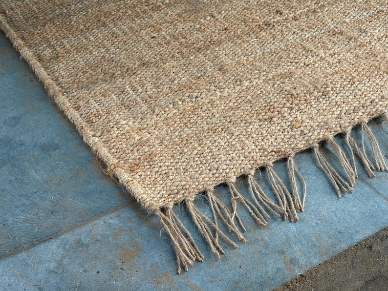 Handwoven Natural Jute Rug, Handmade Hemp Rug Custom Size Rug Vintage Area Rug Organic Fiber Rug Kitchen Rug Bohemian Rug Hallway Boho Rug