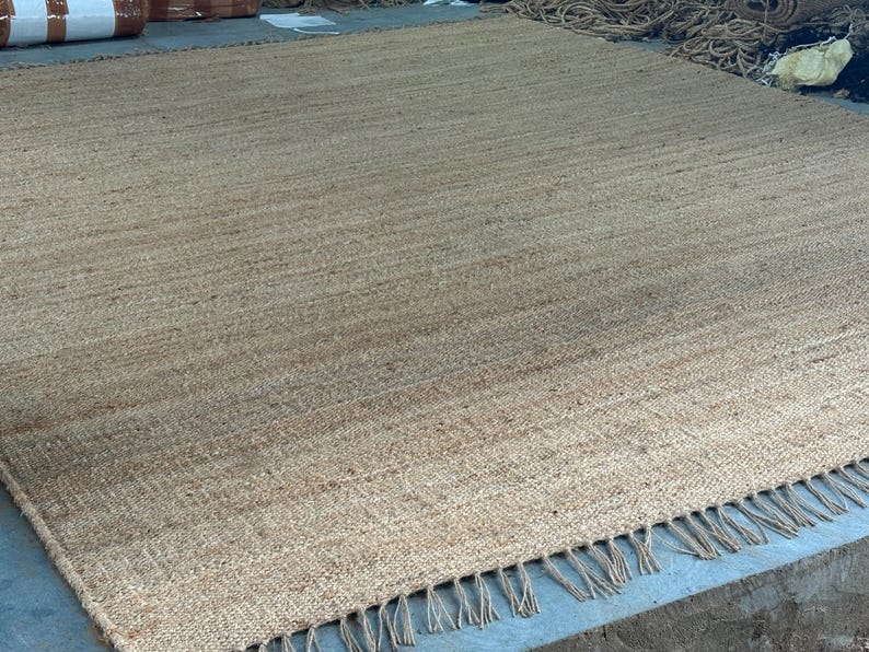 Handwoven Natural Jute Rug, Handmade Hemp Rug Custom Size Rug Vintage Area Rug Organic Fiber Rug Kitchen Rug Bohemian Rug Hallway Boho Rug