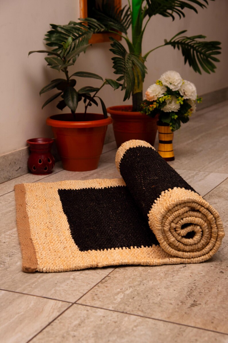 Handmade Jute Rug Hemp Runner Rug Hallway Rug Stair Runner Custom Size Rug Natural Jute Rug Vintage Rug Hand Woven Rug Living Room Area Rug