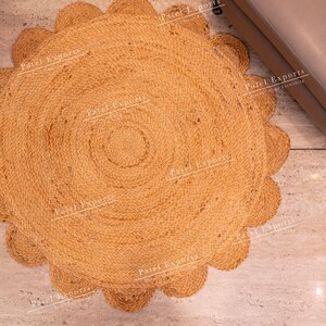 Round Jute Rug-Handmade Rug Braided Jute Rug Scalloped Rug outdoor Rug Kitchen Rug Vintage Area Rug living room Rug bedside Rug Entryway Rug