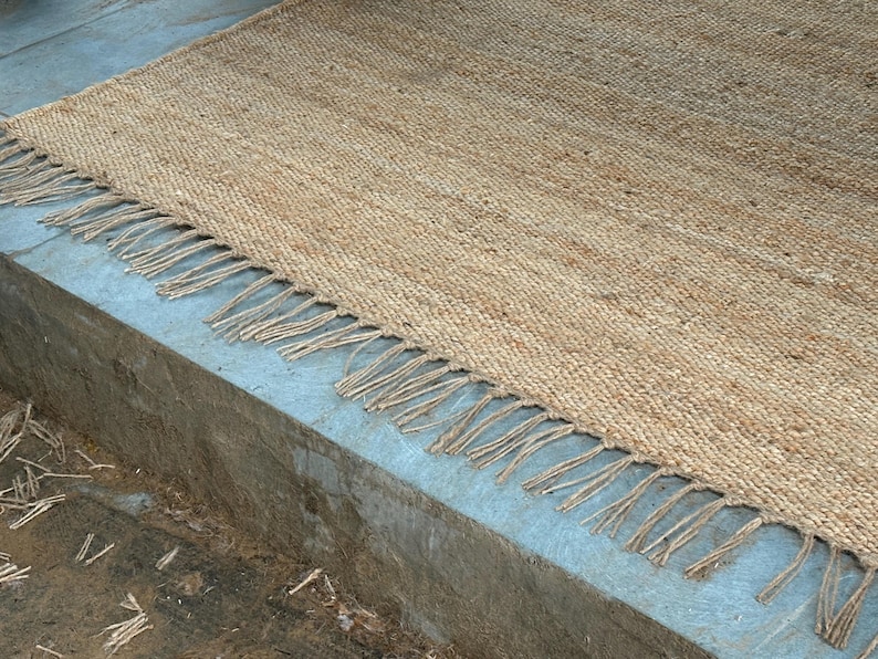 Handwoven Natural Jute Rug, Handmade Hemp Rug Custom Size Rug Vintage Area Rug Organic Fiber Rug Kitchen Rug Bohemian Rug Hallway Boho Rug