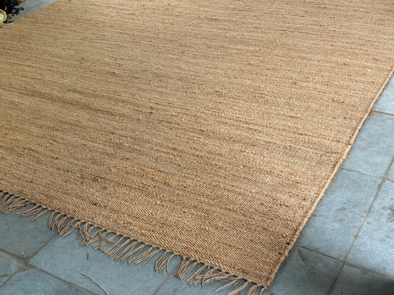 Handwoven Natural Jute Rug, Handmade Hemp Rug Custom Size Rug Vintage Area Rug Organic Fiber Rug Kitchen Rug Bohemian Rug Outdoor Boho Rug