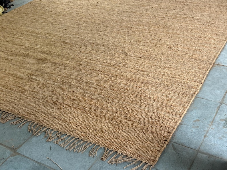 Handwoven Natural Jute Rug, Handmade Hemp Rug Custom Size Rug Vintage Area Rug Organic Fiber Rug Kitchen Rug Bohemian Rug Hallway Boho Rug