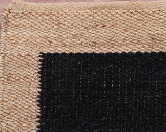 Rugs for Bedroom - Handwoven Beige And Black Jute Rug Vintage Rug Kitchen Decor Rug Handmade Hemp Rug For living Room Hallway Runner Rug5x7