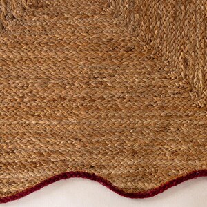Jute Carpet Scalloped Design Custom Rug Eco Friendly Braided Rug Bedroom Rug Handmade Area Rug Jute Decorative Rug Jute Carpet