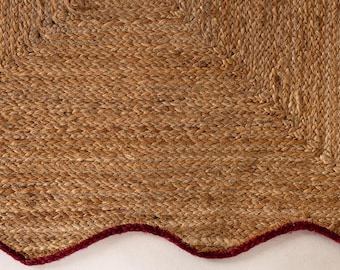 Jute tapijt Geschulpt ontwerp Op maat gemaakt tapijt Ecologisch vriendelijk gevlochten tapijt Slaapkamer tapijt Handgemaakt gebied tapijt Jute decoratief tapijt Jute tapijt