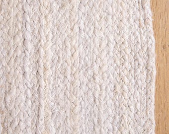 Tappeto in juta, stile scandinavo, bianco indiano. Tappeto in juta intrecciato con motivo, dimensioni personalizzate, tessuto a mano. Tappeto/passatoia 100% naturale per corridoio, 8x10