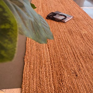 Side angle of jute rug