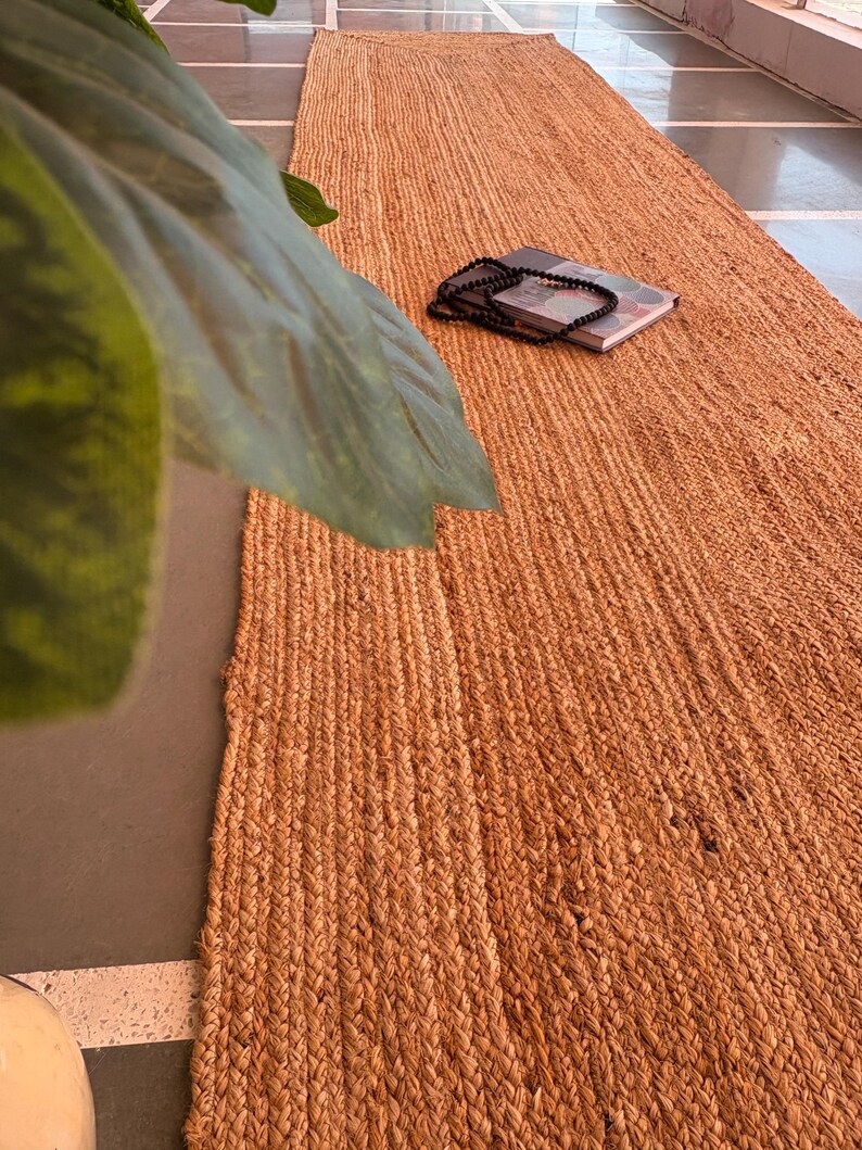 Side angle of jute rug