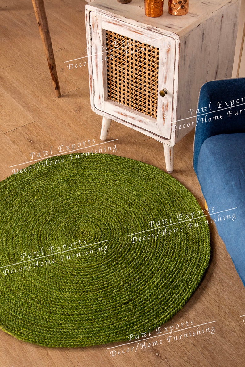 Heart Green Jute Rug Green Jute Rug for Living Room, Bedroom, Outdoor Porch - Hand Braided ...