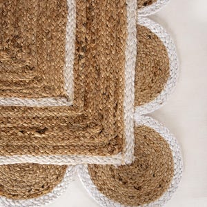Handmade Jute Rug Scalloped Rug Custom Runner Rug Large Area Rug Braided Rug Home Décor Rugs For Living Room 5x7 ft 8x10 ft 9x12 ft
