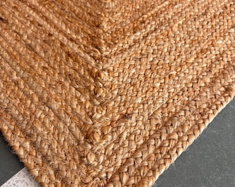 Handcrafted Natural Jute Runner Rug Boho Hallway Decor Eco-Friendly Fiber Carpet Rustic Rug for Living Room Entryway Rug boho chic rug 5x7