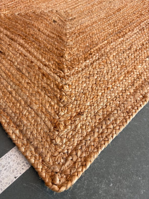 Handcrafted Natural Jute Runner Rug Boho Hallway Decor Eco-Friendly Fiber Carpet Rustic Rug for Living Room Entryway Rug boho chic rug 5x7