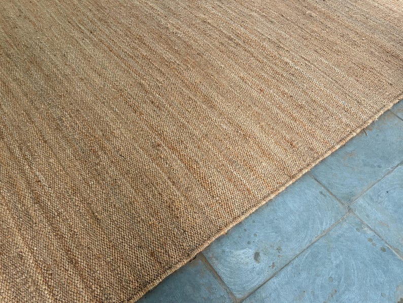 Handwoven Natural Jute Rug, Handmade Hemp Rug Custom Size Rug Vintage Area Rug Organic Fiber Rug Kitchen Rug Bohemian Rug Hallway Boho Rug