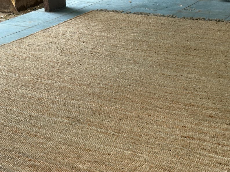 Handwoven Natural Jute Rug, Handmade Hemp Rug Custom Size Rug Vintage Area Rug Organic Fiber Rug Kitchen Rug Bohemian Rug Hallway Boho Rug