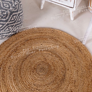 Jute Round Rug Natural Fiber Rug Handmade Braided Rug Round Area Rug Boho Rug Round Rug Eco Friendly Rug Large Rug
