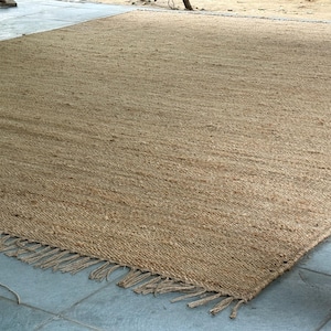 Handwoven Natural Jute Rug, Handmade Hemp Rug Custom Size Rug Vintage Area Rug Organic Fiber Rug Kitchen Rug Bohemian Rug Hallway Boho Rug