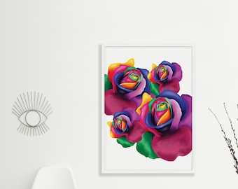 Colorful Roses Digital Printable Poster