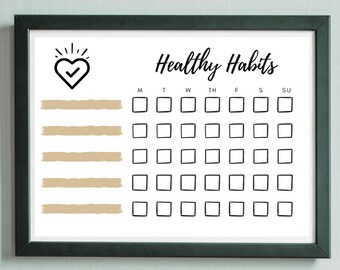 Healthy Habits Checklist | Personal Growth Tracker | Inspirational Routine | Habit Planner | Weekly Encouragement | Instant Download | Print