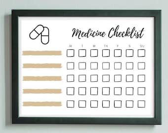 Weekly Medicine Checklist | Instant Download | Printable | Medication Tracker | Supplement Schedule | Pill Log | Vitamin Spreadsheet |