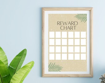 Reward Chart Printable Instant Download Star For Good Behavior Completed Tasks Chore Score Toddlers Children Kids Gray Simple Lines 8x12"