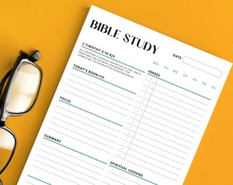 Bible Study Printable | Instant Download | Chapter Overview | Spiritual Lessons | Scripture Notepad | Book Worksheet | Christian Study Guide