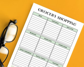 Grocery Shopping List | Instant Download | Printable | Meal Planner | Shop Categories | Customized Food Template | To Do List