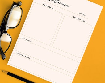 Meal Prep Planner Printable | PDF | Instant Download | Grocery List | Meal Ideas | Shopping Checklist | Plan Ahead | Food Portion | Diet