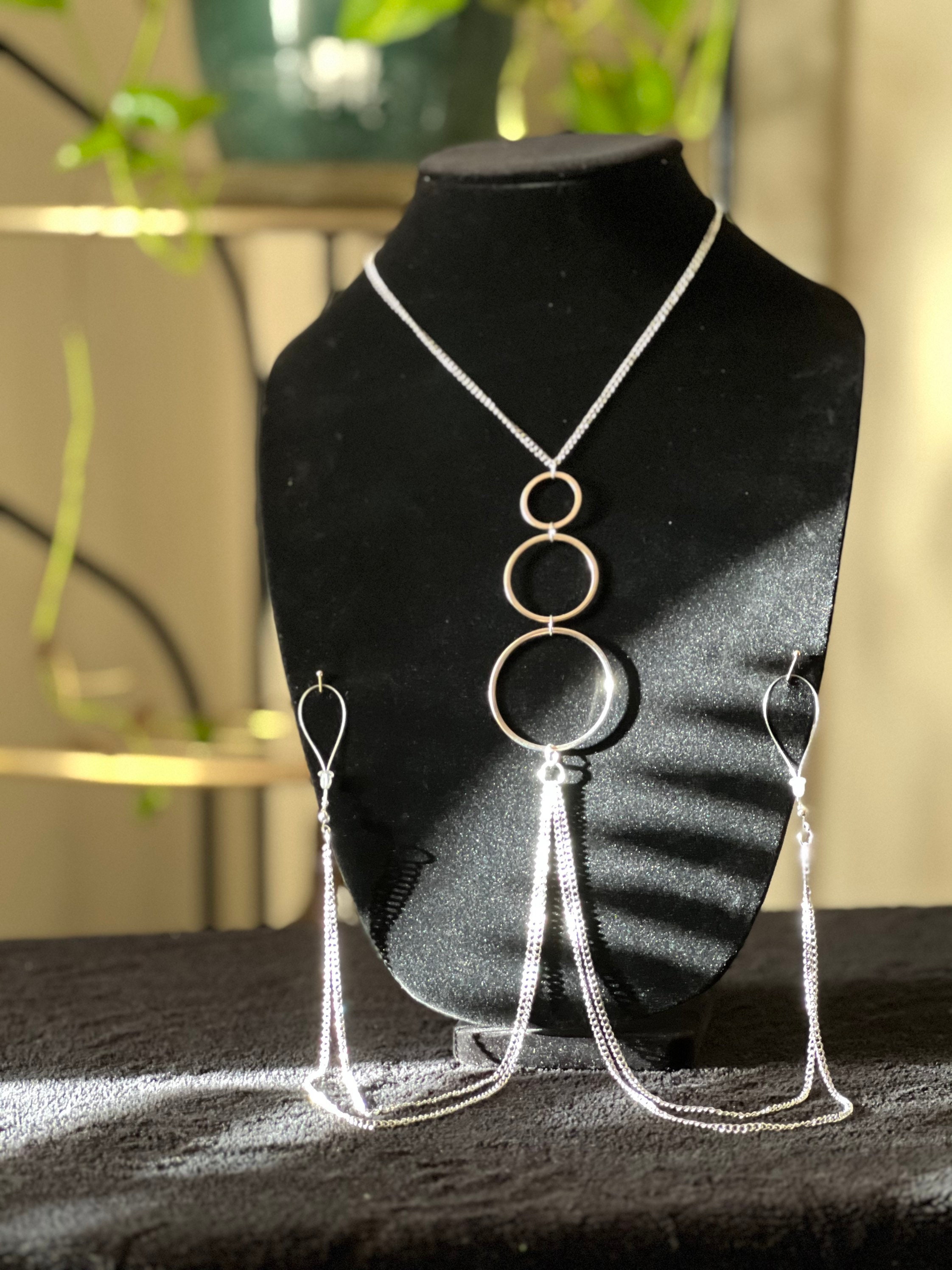 Graduated Circle Nipple Necklace, Uncensored Non Piercing Nipple