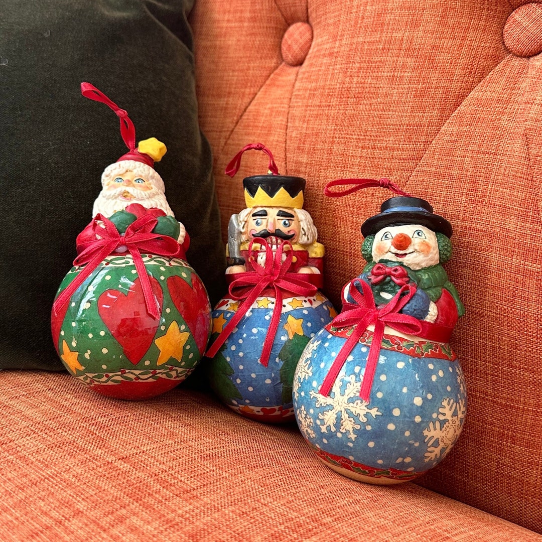 Vintage Decoupage Ornaments, Set of 3, Home for the Holidays Etsy