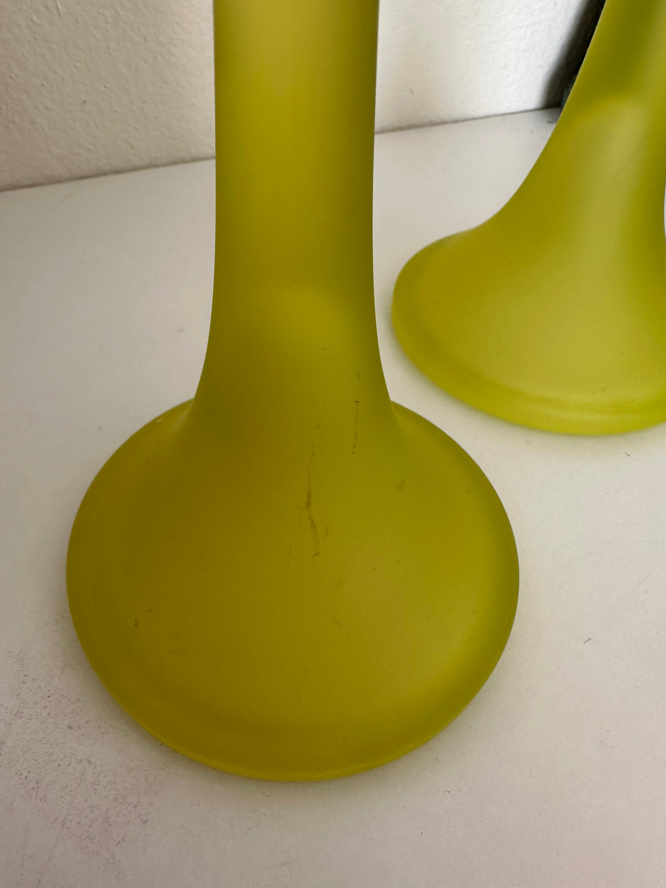 Vaseline Glass Candlestick Holders Tiffin Glass Canary Etsy