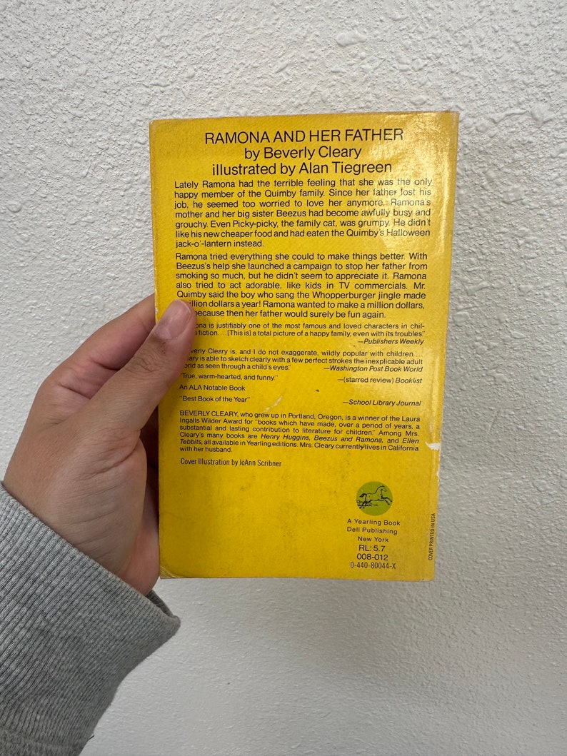 Ramona and Her Father by Beverly Cleary, Vintage Paperback - Etsy