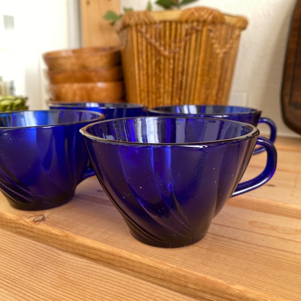 Vereco France Cobalt Blue Teacups | 2 sets of 4