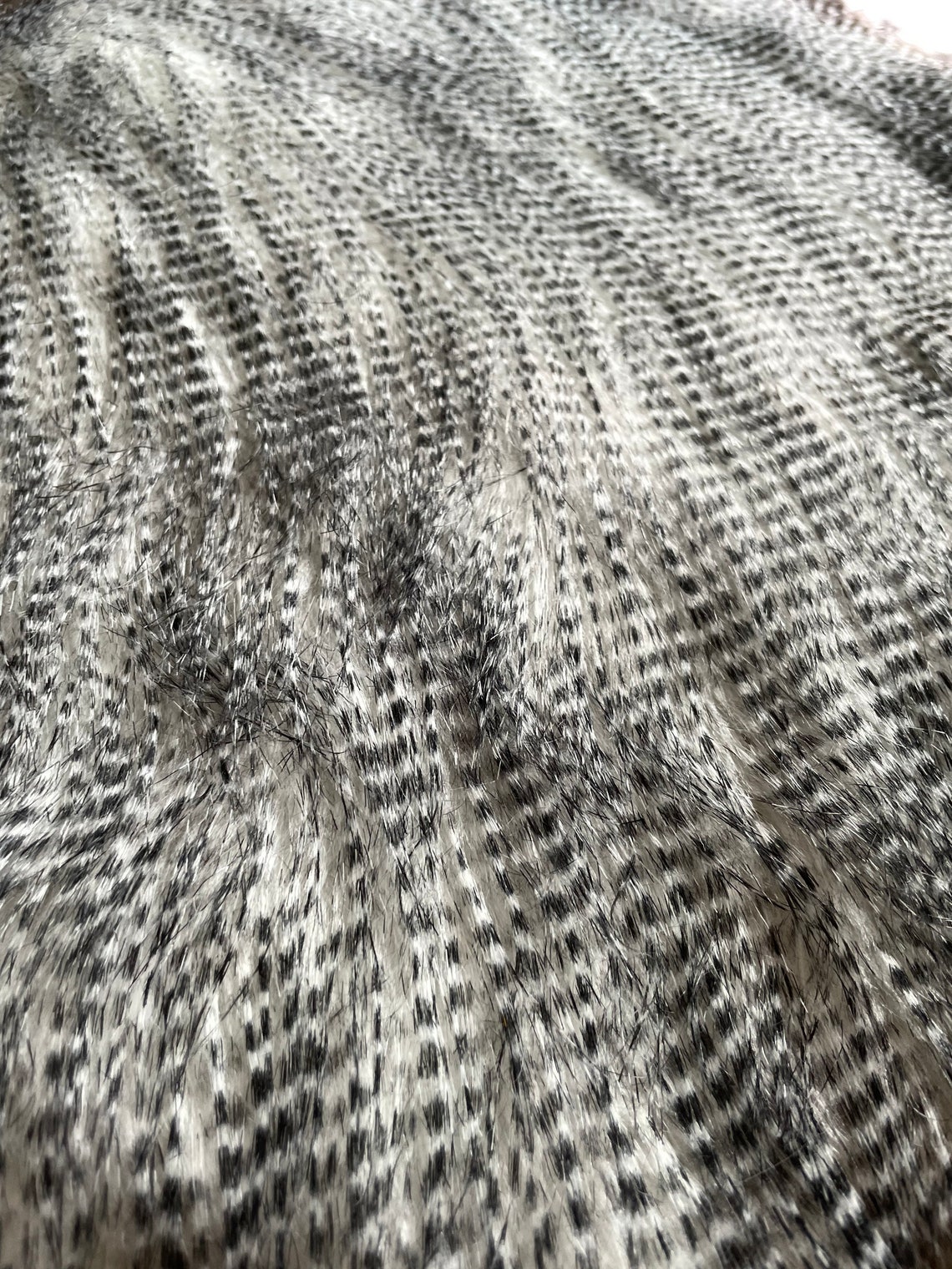 Grey and White Polyester Faux Fur Fabric | Etsy