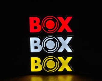 F1 Box Box Box Sign | Funny LED Sign | Mancave | Funny Sign