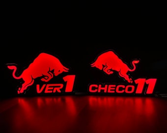 Red Bull Racing LED Sign | Formula 1 | Custom Driver Sign| Display Shelf