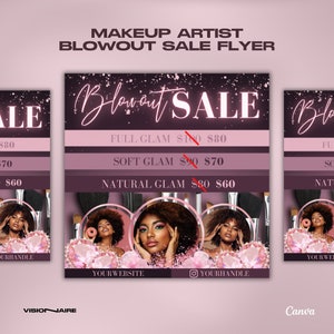 Makeup flyer, Makeup appointment available, Makeup services, DIY canva templates, MUA flyer, Blowout sale