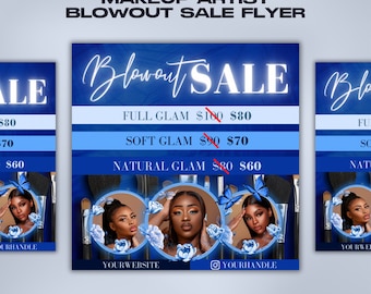 Blowout Sale Flyer Template | New Arrival Shop Now Hair Bundles Lash Tech Makeup Nail Boutique Social Media Editable DIY Canva Template