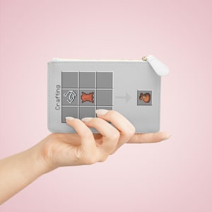 Mini bolso de mano, cartera inspirada en Minecraft, regalo para gamers, monedero pequeño divertido, bolso unisex, accesorio de videojuego.