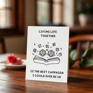 Dungeons & Dragons Valentine’s Day Card | DnD RPG Fantasy Love Card | Funny Geeky Gamer Gift for Him, Her, DM, Players, Nerds, Dice, Romance