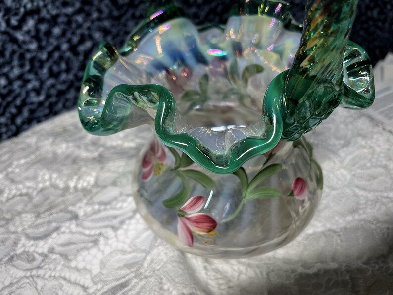 Fenton Glass Hand Painted Basket 90th Commemorative Etsy