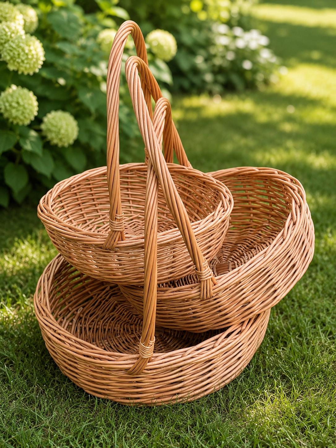 Handwoven Willow Wicker Basket: Round Rustic Home Decor