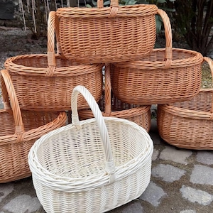 Handmade Willow Wicker Basket: Rustic Picnic, Easter, Wedding Decor