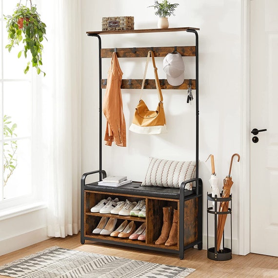 Coat Hat Hall Tree With Storage Bench Rack Stand 8 Ireland Coat Hat Hall Tree With Storage Bench, Hall Tree Bench With Coat Rack