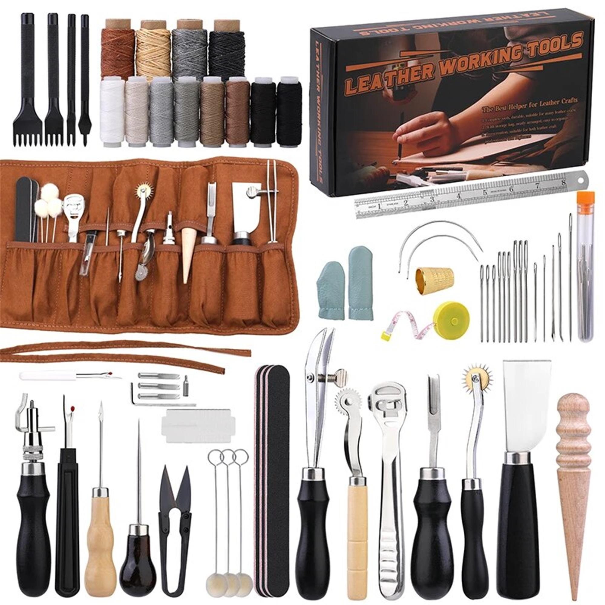 Seiwa Leather Stitching Supplies Starter Kit Japanese Standard Leathercraft  Hand Sewing 12-Piece Tools Set, for Leatherworking