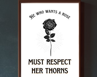Rose Art, Printable Quotes, Feminist Poster, Printable Wall Art, Gift for Her, Quote Print, Woman Gifts, Rose Digital Print, Poster Art